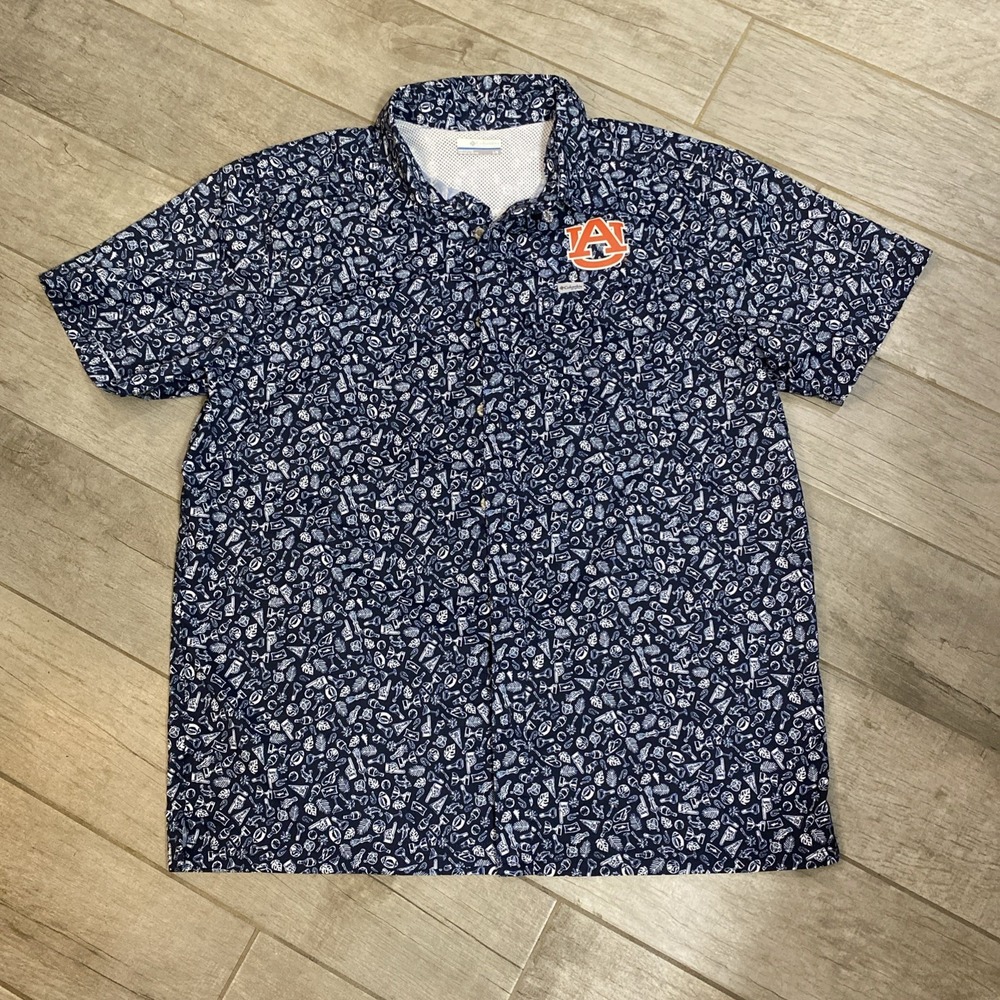 Columbia PFG Auburn Tigers Vented Fishing Shirt Mens Large